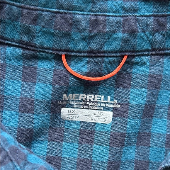 Merrell Men's Teal and Black Plaid Shirt - Picture 2 of 4